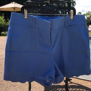 Lane Bryant blue dress shorts with scallop detail.